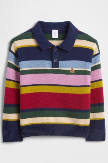 Buzo Tipo Polo Cashsoft Toddler Niño Tiny Stripe Burgundy