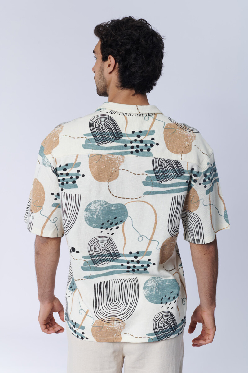 Camisa rústica estampa abstracta Cruda