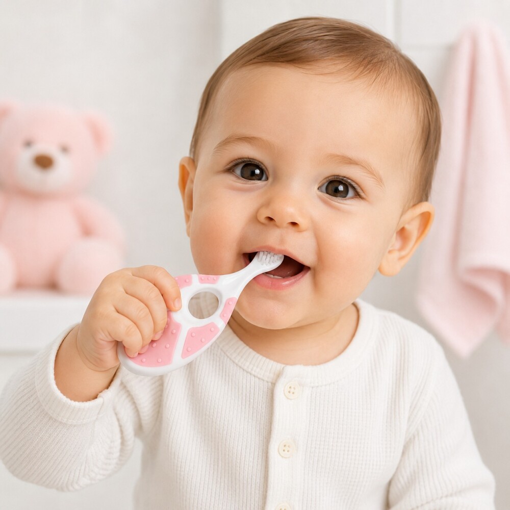Cepillo dental BUBA 0-24 meses rosado