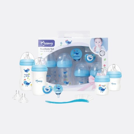 Set Completo De Chupetes Y Mamaderas Celeste