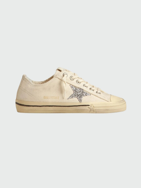 Golden Goose-Championes de cuero acordonados, V- Star Blanco