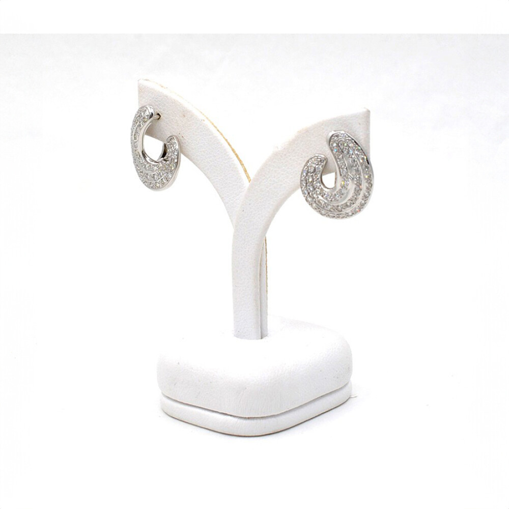 Caravanas En Oro 18K Blanco Y Brillantes Caravanas En Oro 18K Blanco Y Brillantes