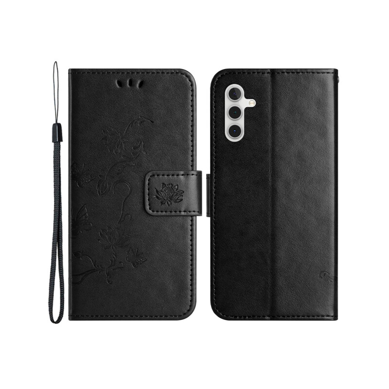 Flip cover para Samsung Galaxy A55 diseño flores color negro Flip Cover Para Samsung Galaxy A55 Diseño Flores Color Negro