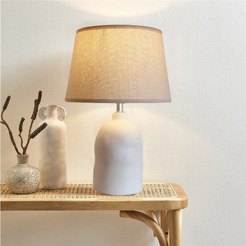 LAMPARA MESA CERAMICA D25x37CM TEXTURA BLANCO LAMPARA MESA CERAMICA D25x37CM TEXTURA BLANCO