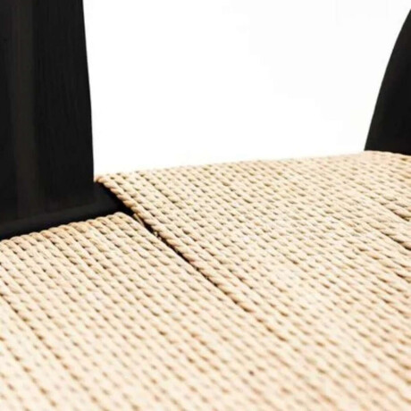 Silla Wishbone Madera de Haya y Rattan Natural Negro