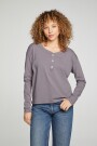 CROPPED BOXY LONG SLEEVE HENLE Gris