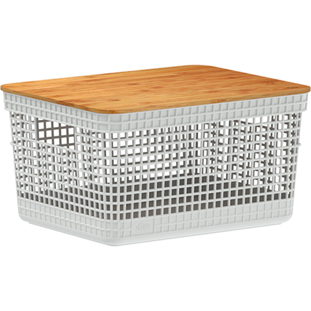 Organizador Rejilla M | Tapa Bambú Blanco