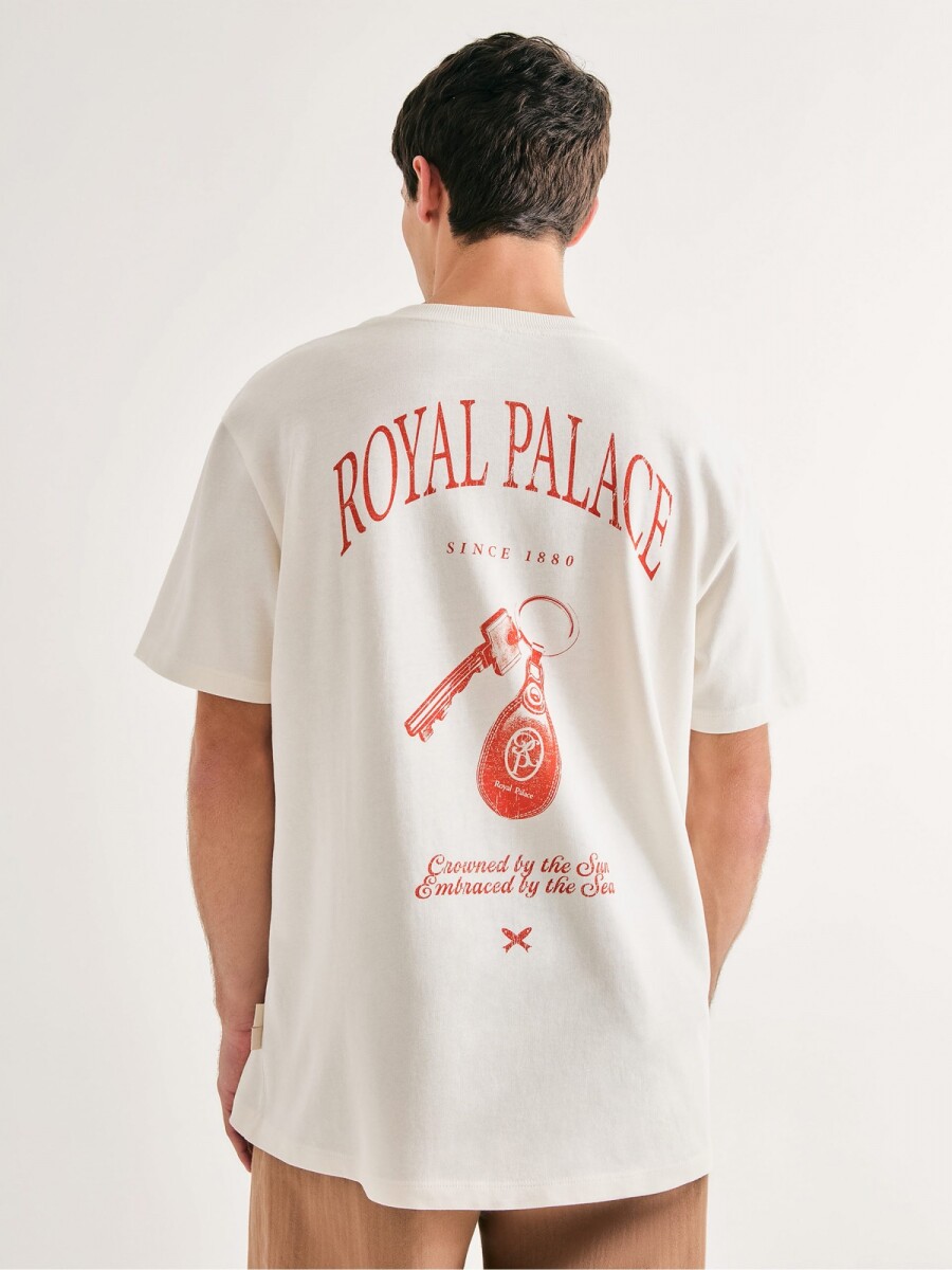 CAMISETA MANGA CORTA CON ESTAMPA - BEIGE 