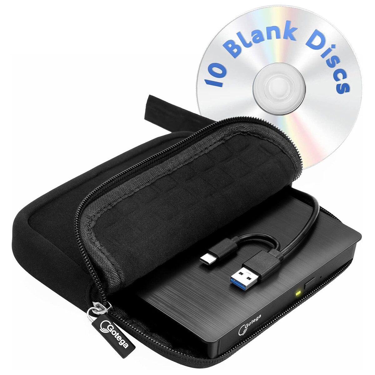 Grabadora Externa De CD y DVD USB 3.0 USB-C + Sobre + 10 DVD 