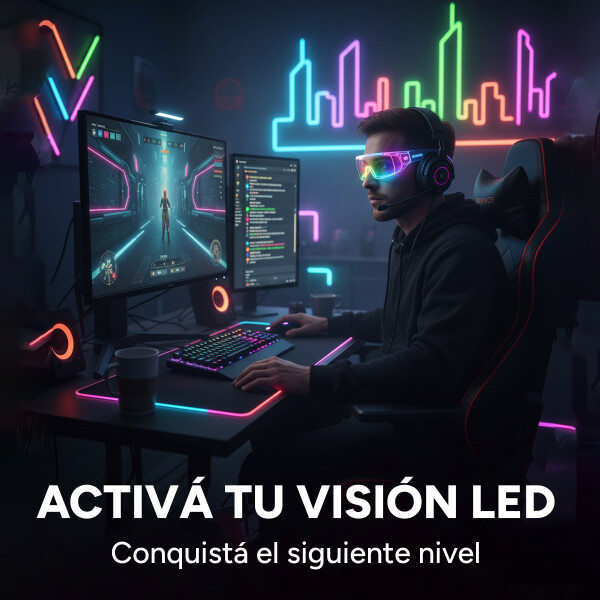 Gafas Lentes LED RGB Luces Colores Fiestas Cotillon Eventos Variante Transparente
