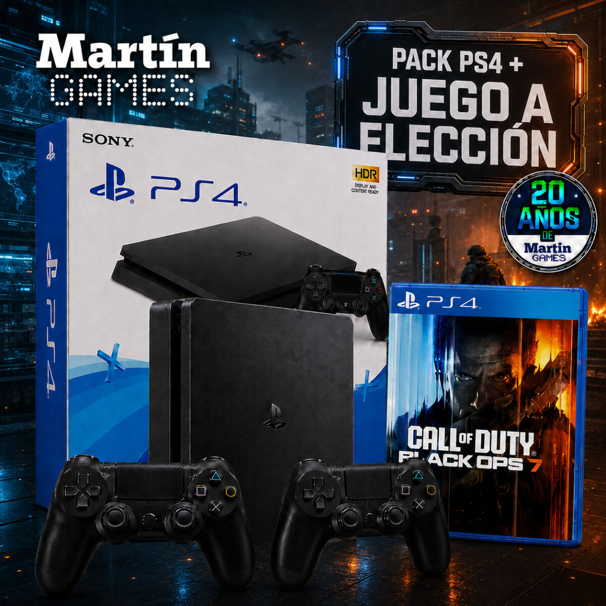 CONSOLA Playstation 4 PS4 SLIM 500 GB RECERTIFICADA + CALL OF DUTY BLACK OPS 7 