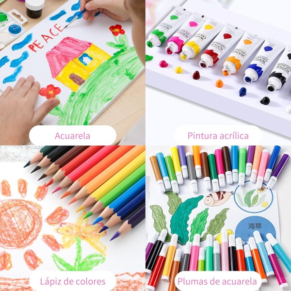 Set Valija Maletín Arte Escolar Didáctico 145 Piezas Pintar Variante Color Rosa