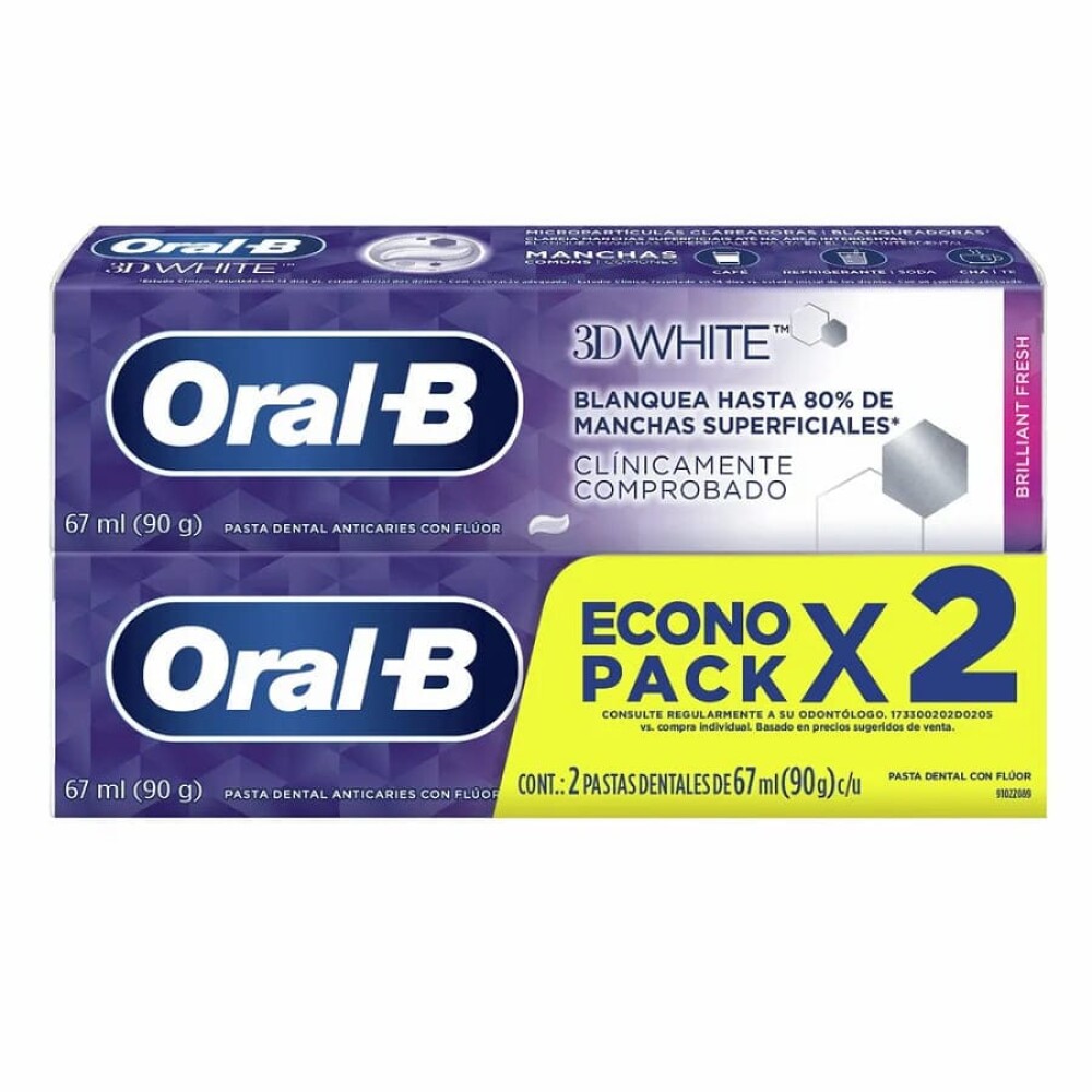 ORAL-B PACK PAS 3D WHITE 90G X2 única
