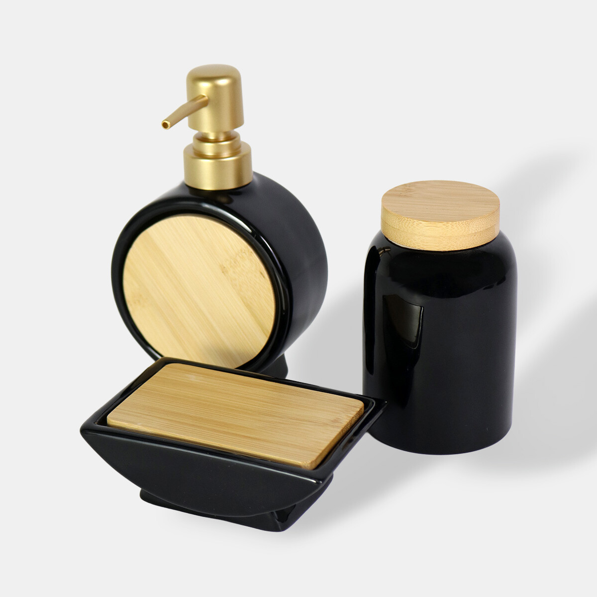 JGO ACCES NEGRO/BAMBU P/BAÑO 3PZAS 