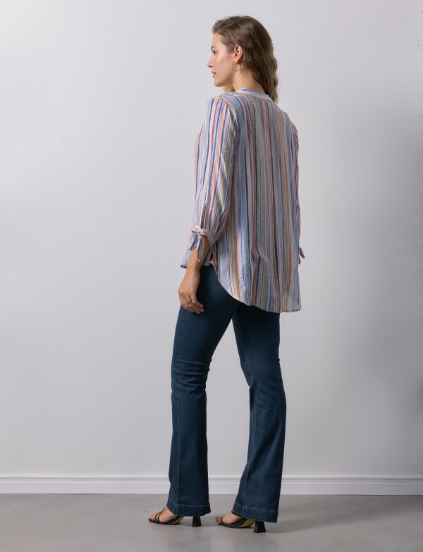 Blusa Lineas Mga Nudos MULTI/AZUL