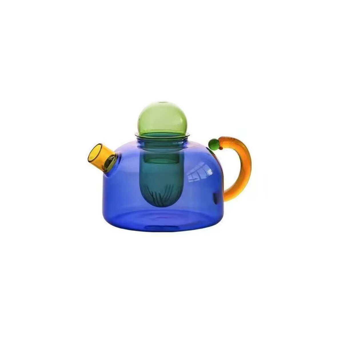 Tetera con infusor de vidrio borosilicato contraste de colores - 600ml - Azul 