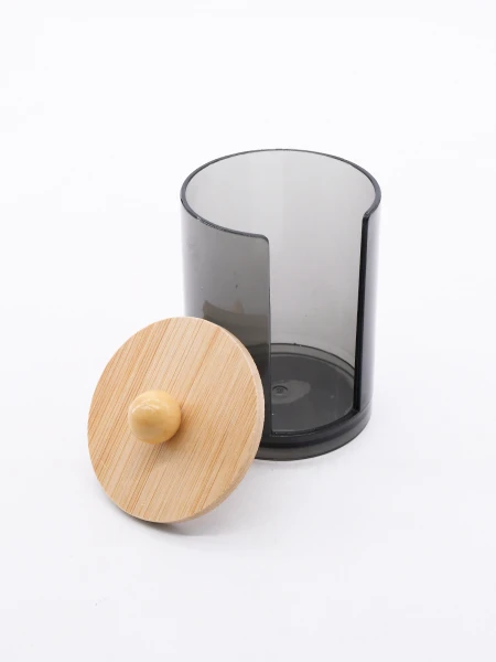 ORGANIZADOR DE ALGODÓN CON TAPA BAMBU GRIS