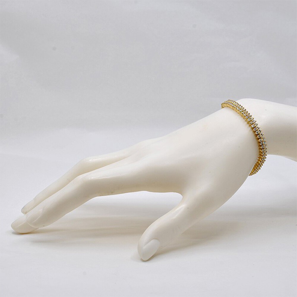 Pulsera En Oro 18K Con Doble Fila De Brillantes. Pulsera En Oro 18K Con Doble Fila De Brillantes.