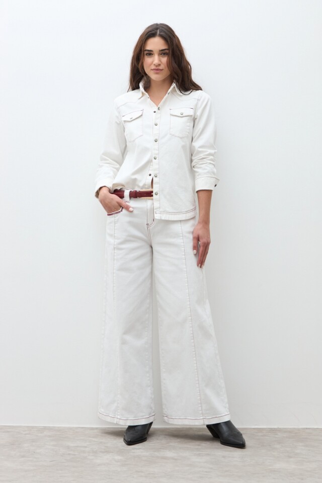 Camisa de jean clasica crudo