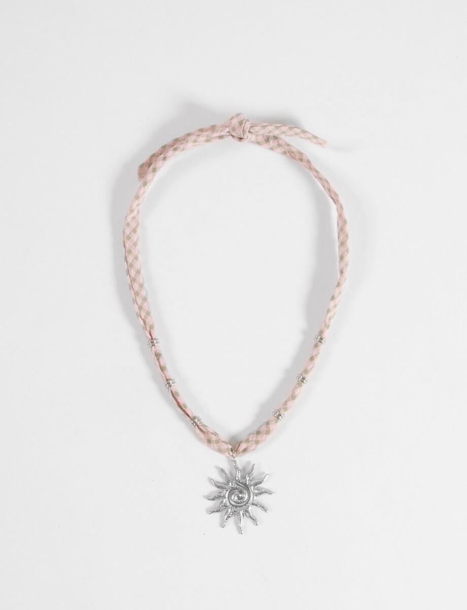 Collar acero cordón dije sol - plateado 