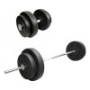 Kit 2 Mancuernas + Barra Recta Maciza 1.8m + 30 Kilos Pesas 2x10Kg 2x5Kg