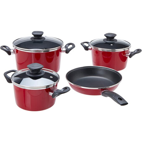 OLLA MAGEFESA SET X7 PCS ACERO VITRIFICADO CORAL ROJO OLLA MAGEFESA SET X7 PCS ACERO VITRIFICADO CORAL ROJO