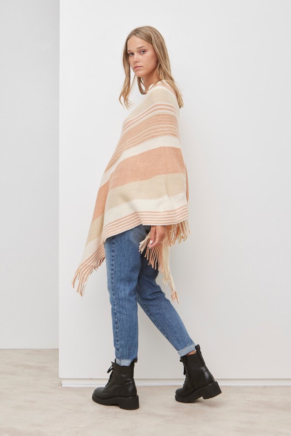 Poncho Lineas BEIGE/MULTI