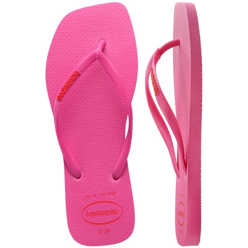 Ojotas Havaianas Slim Square Logo Pop Pp Rosado