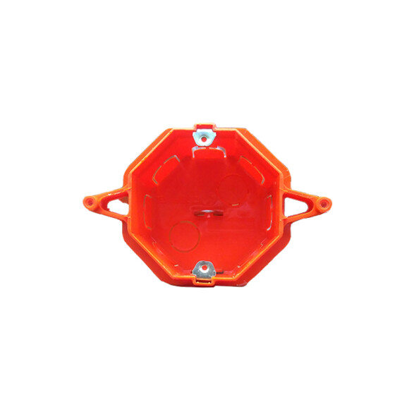 Caja plástica naranja p/embutir de centro sin tapa C10209