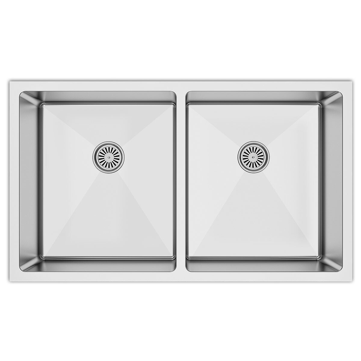 Pileta Doble 44.5X88.8X22.8Cm Ac Inox Ss304 1.2Mm C/desague Y Valvula 