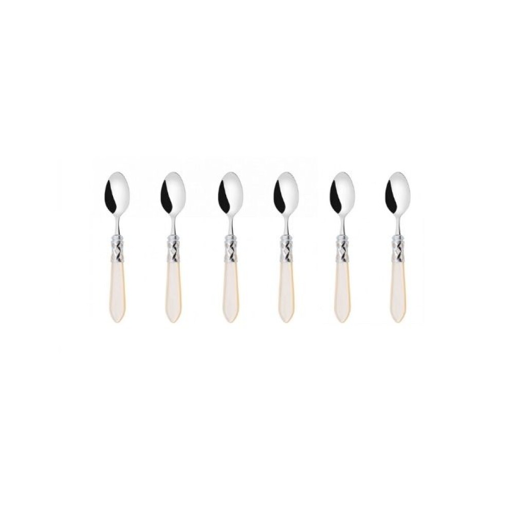 Juego de 6 cucharas Moka en caja de regalo color Marfil - acabado Nácar Juego de 6 cucharas Moka en caja de regalo color Marfil - acabado Nácar