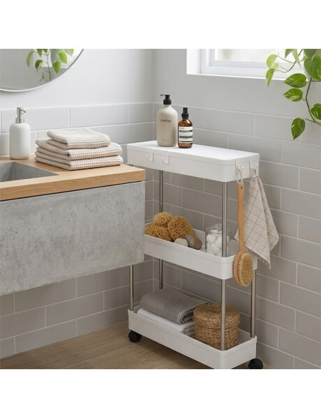 CARRITO MULTIUSO PLASTICO/ACERO 30x18x76CM BLANCO CARRITO MULTIUSO PLASTICO/ACERO 30x18x76CM BLANCO