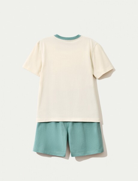 PIJAMA INFANTIL CON ESTAMPA Y BERMUDA VERDE