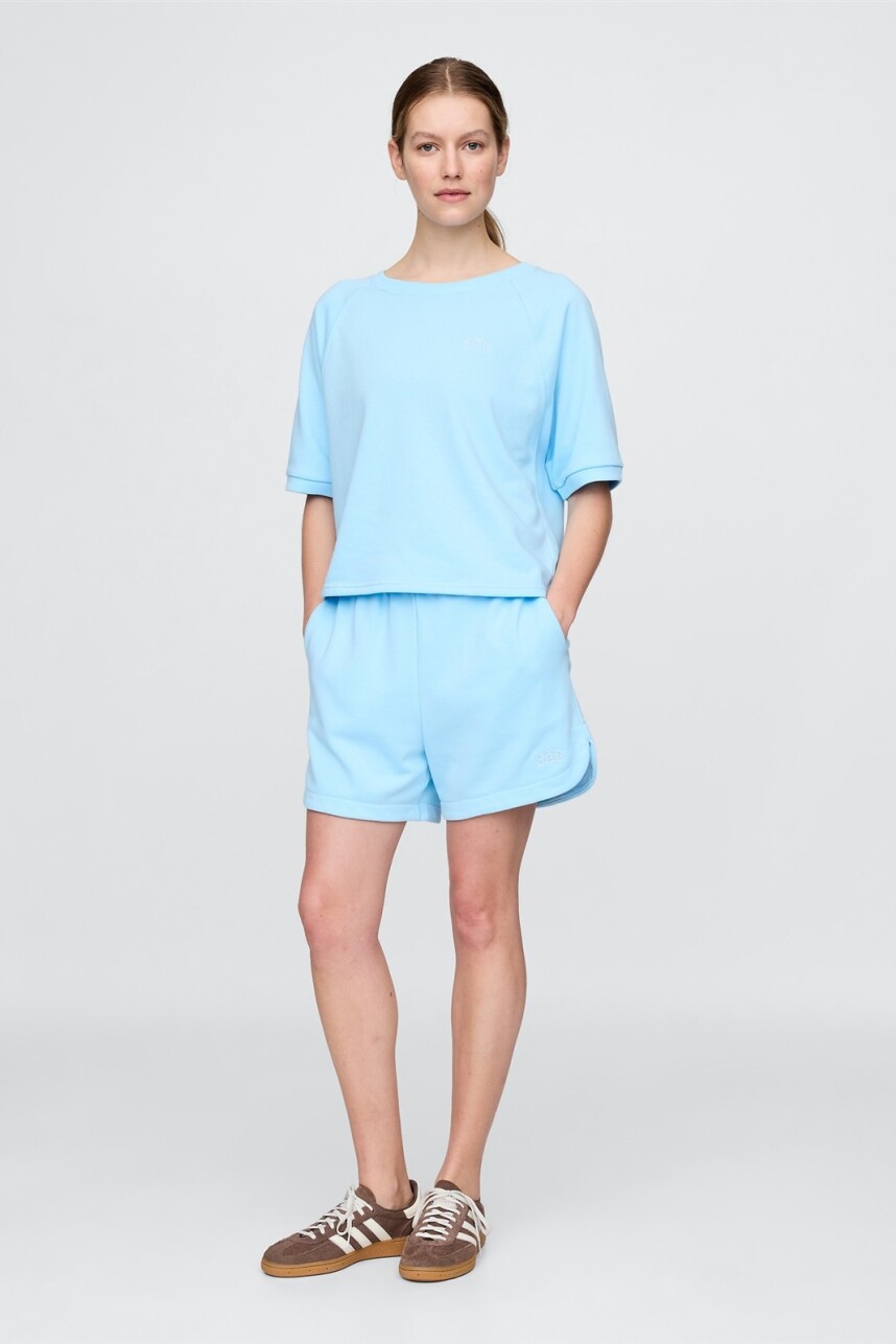 Short Sin Felpa Logo Gap Mujer Chlorine Blue