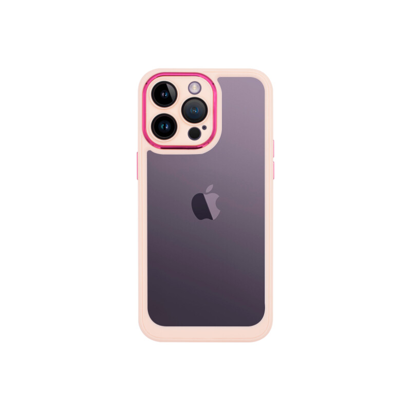 Protector iPhone 15 Pro Max transparente con borde rosa Protector Iphone 15 Pro Max Transparente Con Borde Rosa