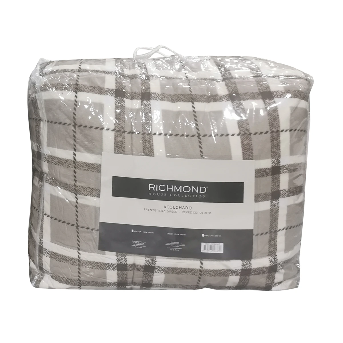 Acolchado Queen Size Terciopelo con Corderito Richmond 220 x 240 cm - BEIGE 