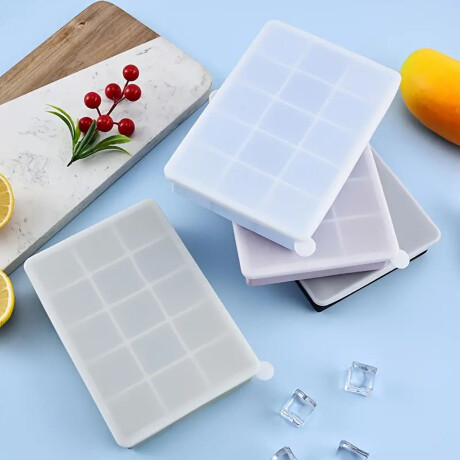 Cubetera Hielera Molde Silicona con Tapa p/15 Cubos de Hielo Amarillo