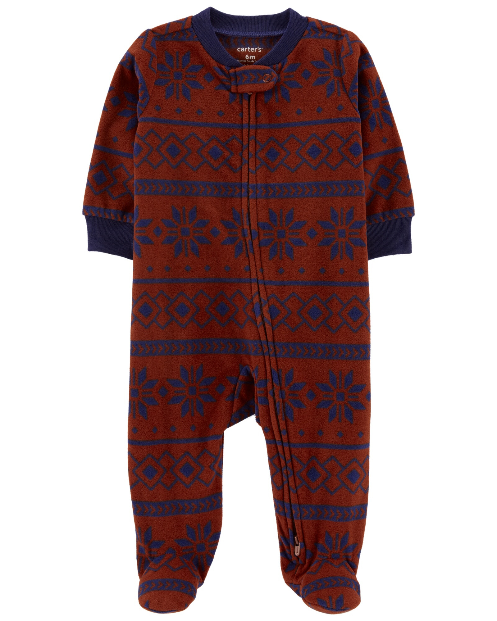 Pijama una pieza de micropolar, con pie, diseño azteca Sin color