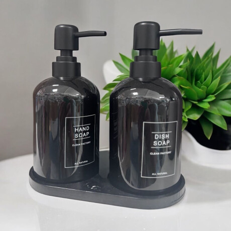SET 2 DISPENSADORES DE BAÑO C/SOPORTE NEGRO