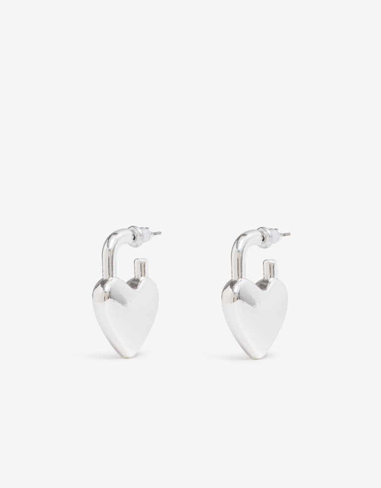 Aros Argollas Metal Aros Corazón Metal. - Plateado