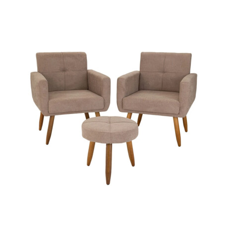 Kit Rustico 2 Poltrona + 1 Puff Havana Marron