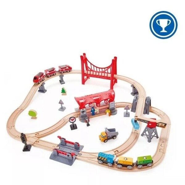 Pista circuito estacion de tren madera HAPE Pista circuito estacion de tren madera HAPE