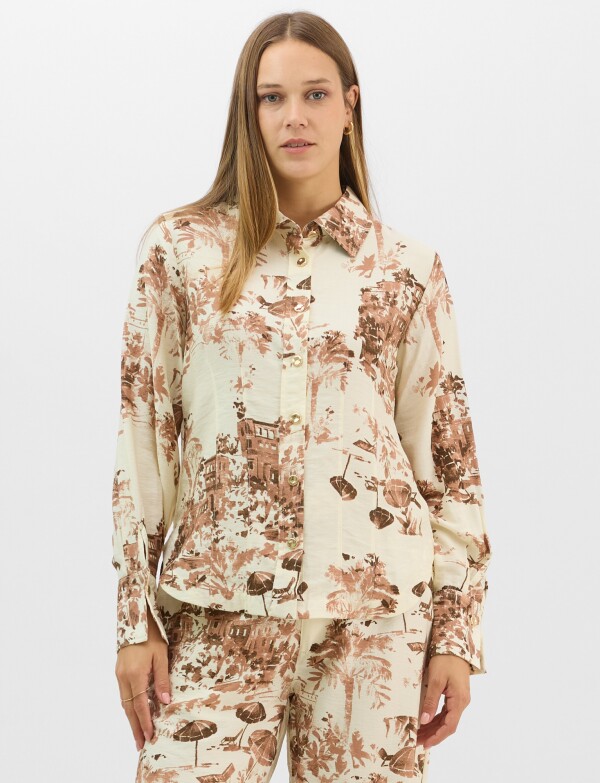 Conjunto Camisa Y Pantalón Estampado MARRON