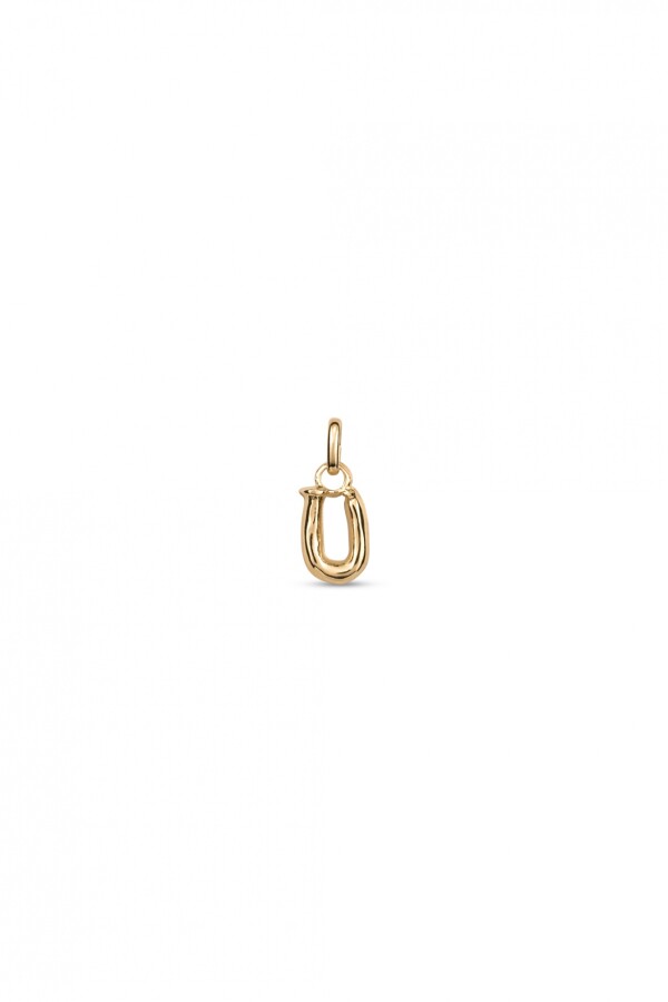 CHARM DE ALEACION DE METALES BAÑADO EN ORO DE 18 K CON FORMA DE LETRA U CON ARGOLLA Charm