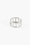 Anillo acero ajustable cuadros plateado