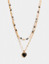 Collares Cortos Con Piedra Natural Collar Corto Bañado En Oro Con Piedra Natural - Dorado