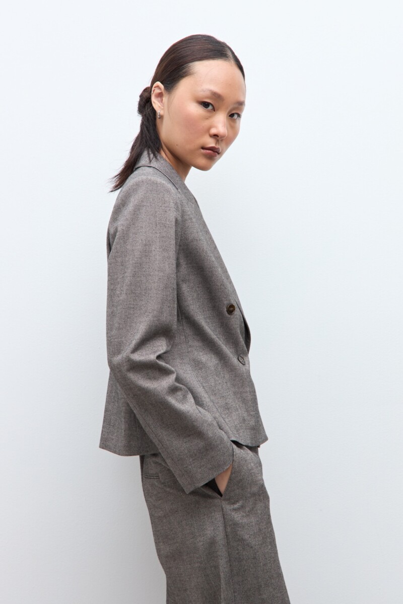 Blazer doble botonadura beige melange