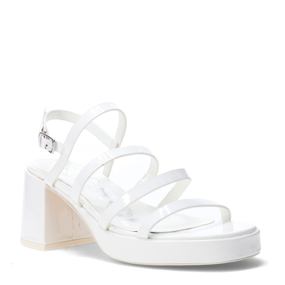 Sandalia RAQCHI de fiesta con tiras finas Miss Carol - White Patent 
