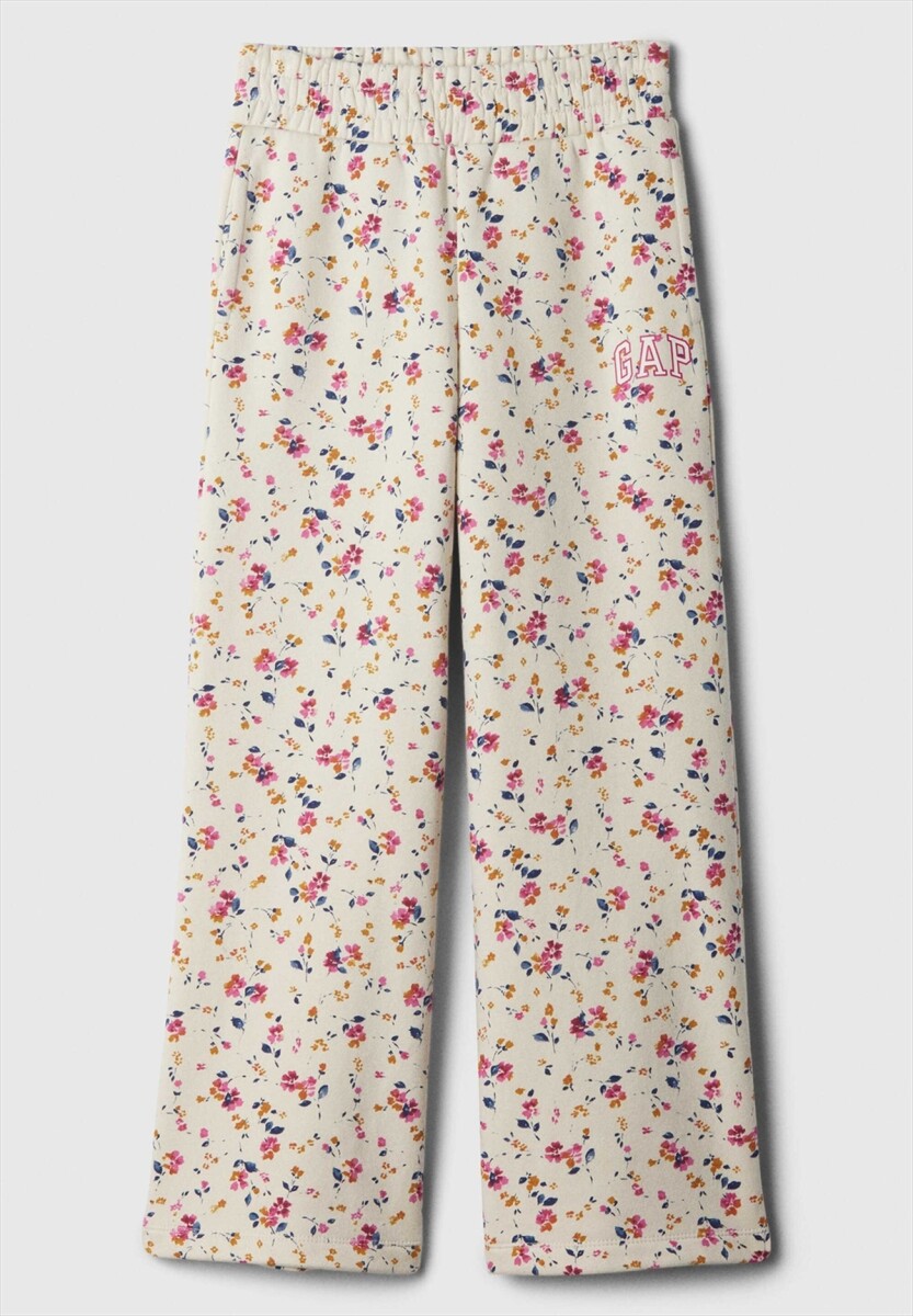 Pantalón Deportivo Logo Gap Ancho Niña - White Floral Print 