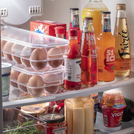 Organizador 14 Huevos Huevera c/Tapa Diamond Heladera Cocina Transparente